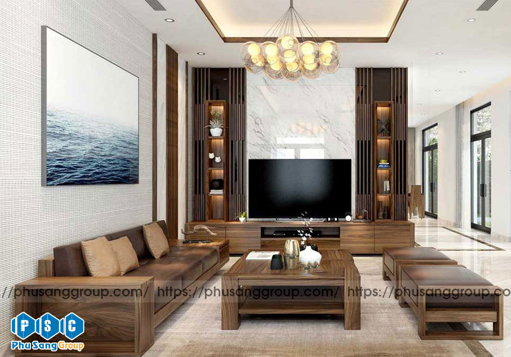 Thiết kế nội thất gỗ óc chó - phong cách hiện đại