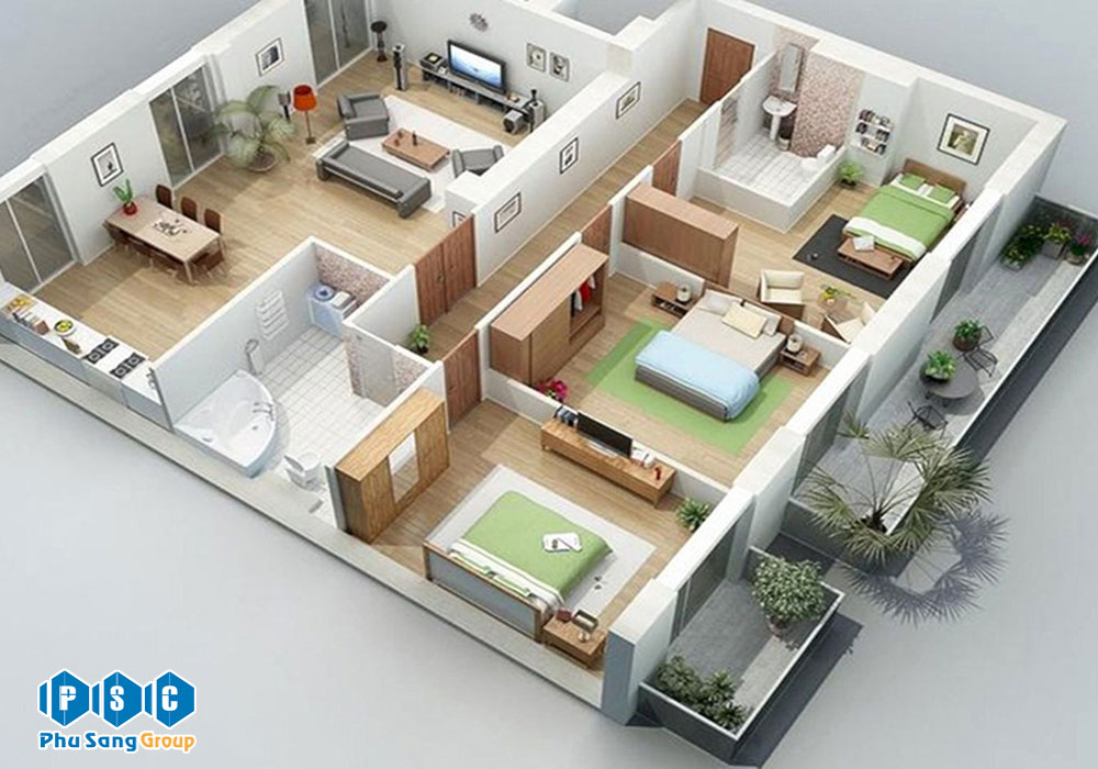 Mẫu Thiết Kế Nội Thất Nhà Cấp 4 Có 3 Phòng Ngủ